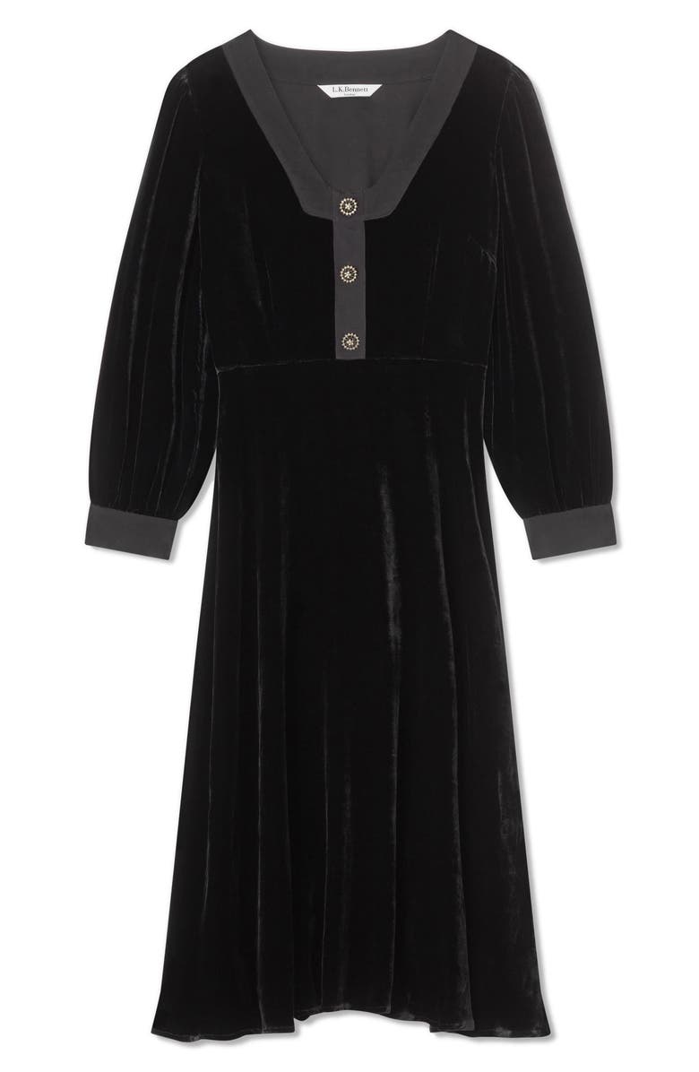 LK Bennett Cordelia Long Sleeve Velvet Dress, Alternate, color, 