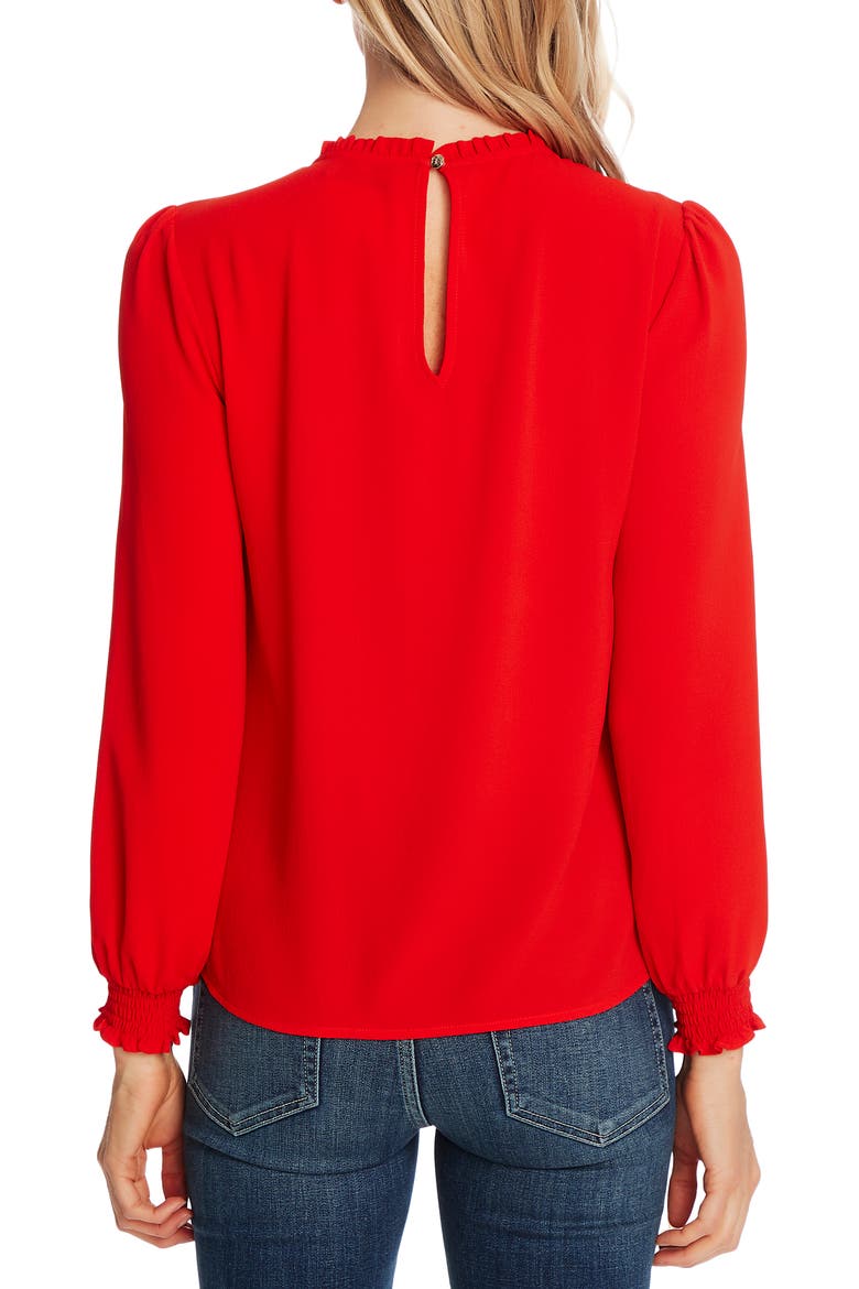 Pintucked Smocked Cuff Chiffon Top, Alternate, color, CANDY APPLE