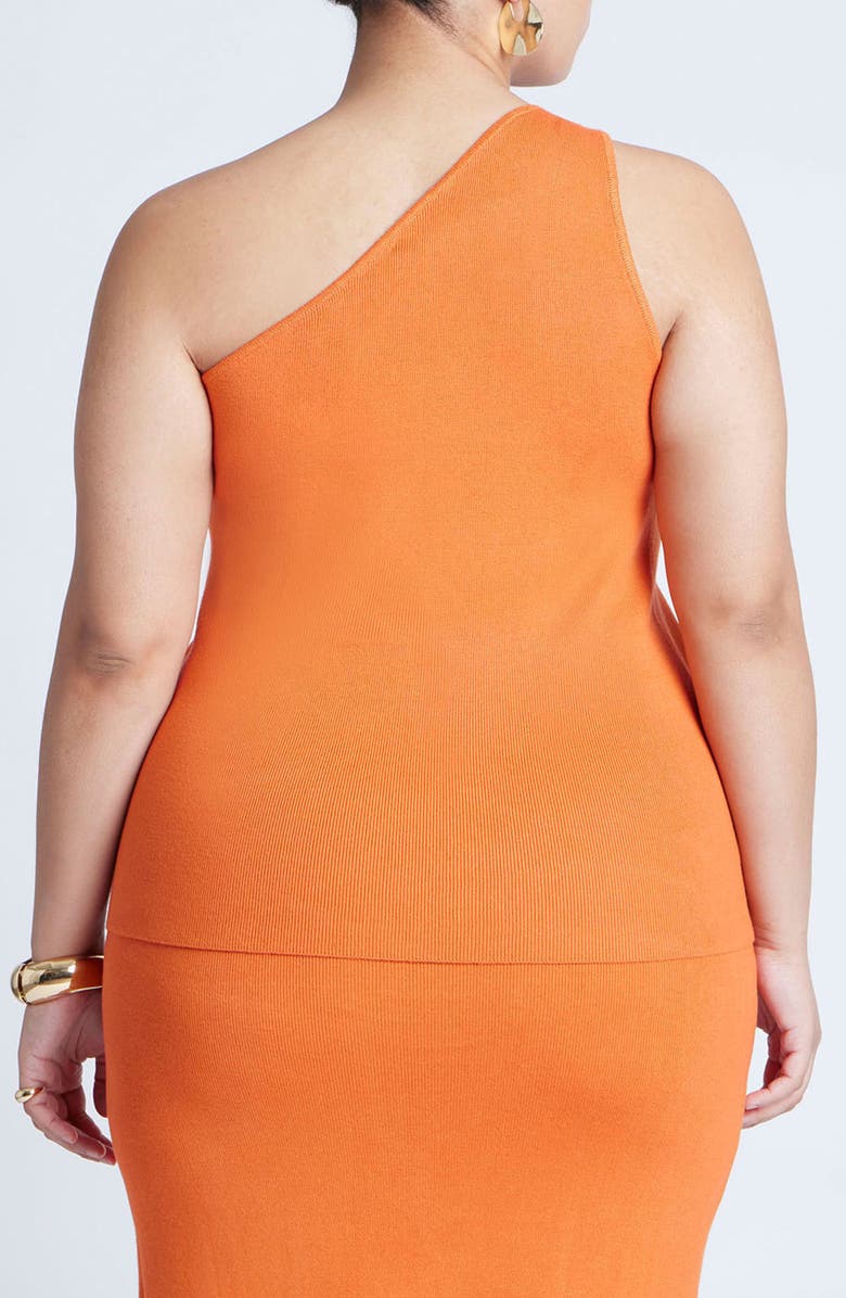 ELOQUII Button Accent One-Shoulder Sweater Tank, Alternate, color, 