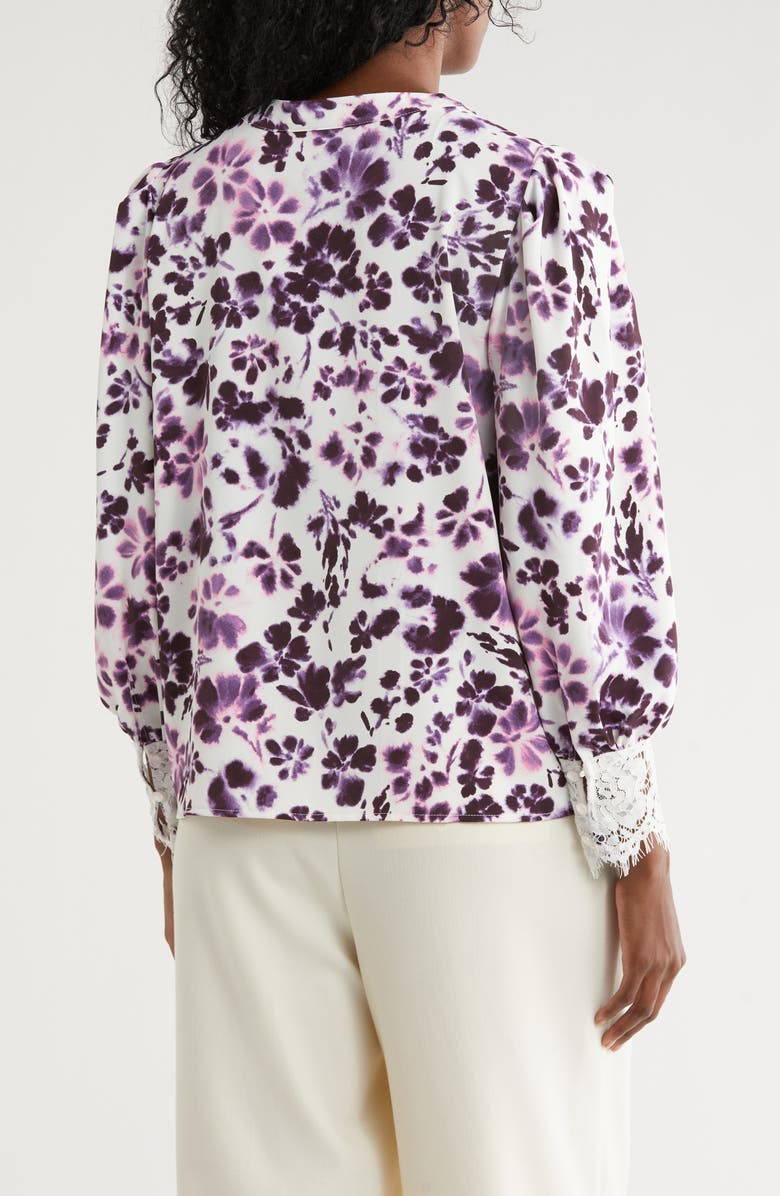Nicole Miller Floral Long Sleeve Button-Up Top, Alternate, color, Plum Print