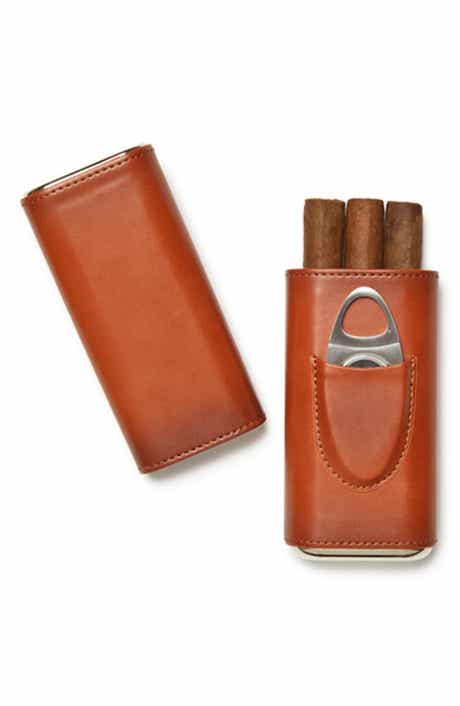 Ashton Leather 3-Cigar Case