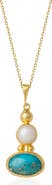 Spero London Turquoise Authentic Pendant Sterling Silver Gold Plated Necklace