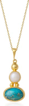 Spero London Turquoise Authentic Pendant Sterling Silver Gold Plated Necklace
