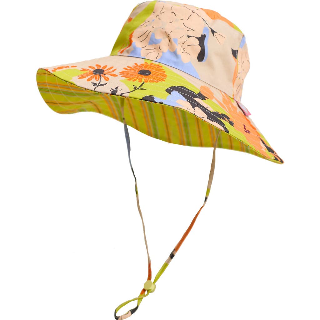 Lost Pattern Nyc Frida X Lost Pattern "frida's Garden" Cotton Reversible Sun Hat In Neutral
