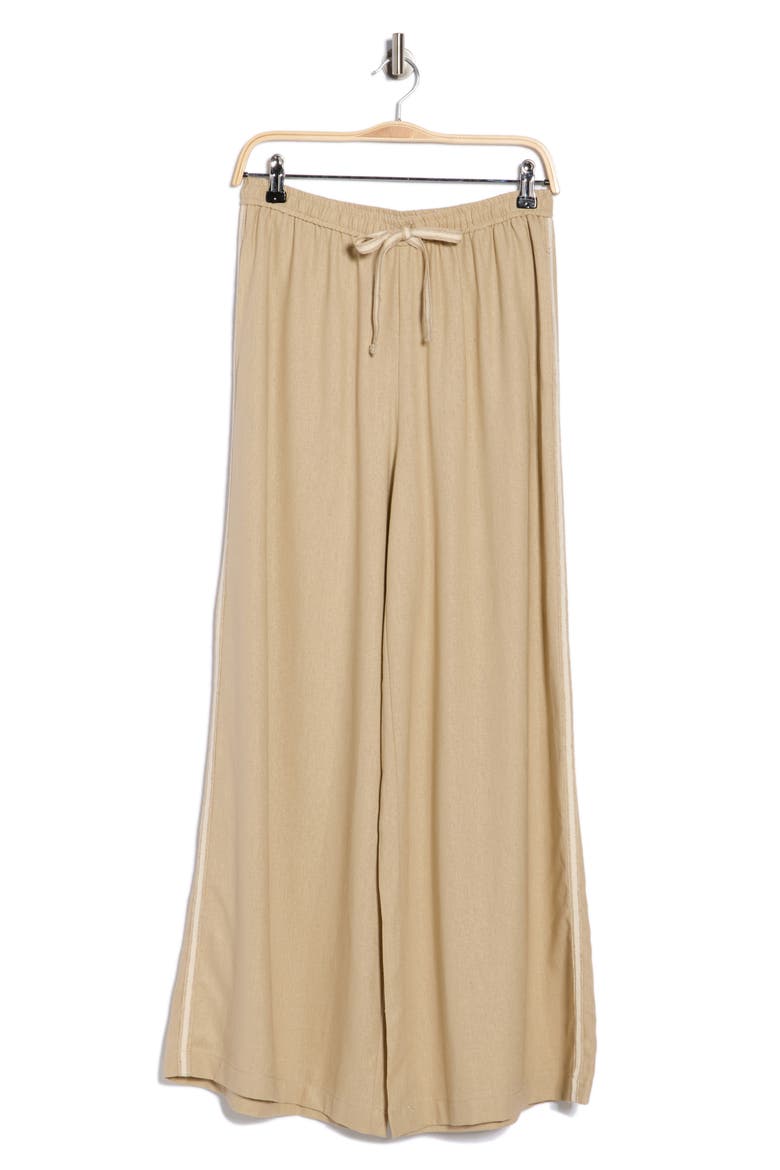 Side Stripe Linen Blend Wide Leg Pants, Alternate, color, SAFARI