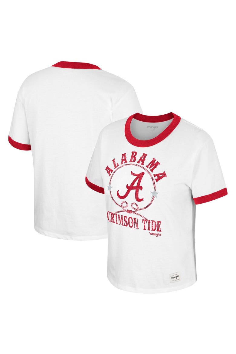 Women's Colosseum x Wrangler White Alabama Crimson Tide Freehand Ringer T-Shirt, Main, color, White