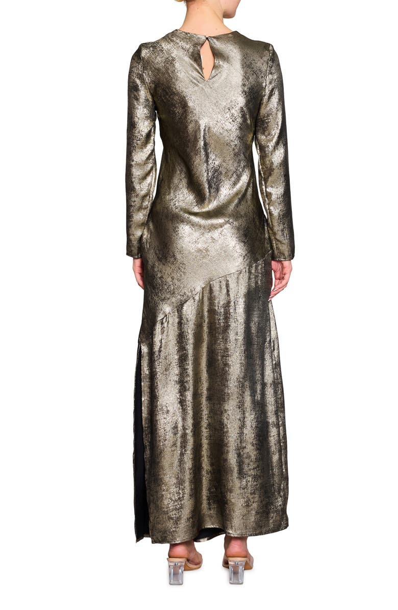 MELLODAY Metallic Long Sleeve Bias-Cut Maxi Dress, Alternate, color, 