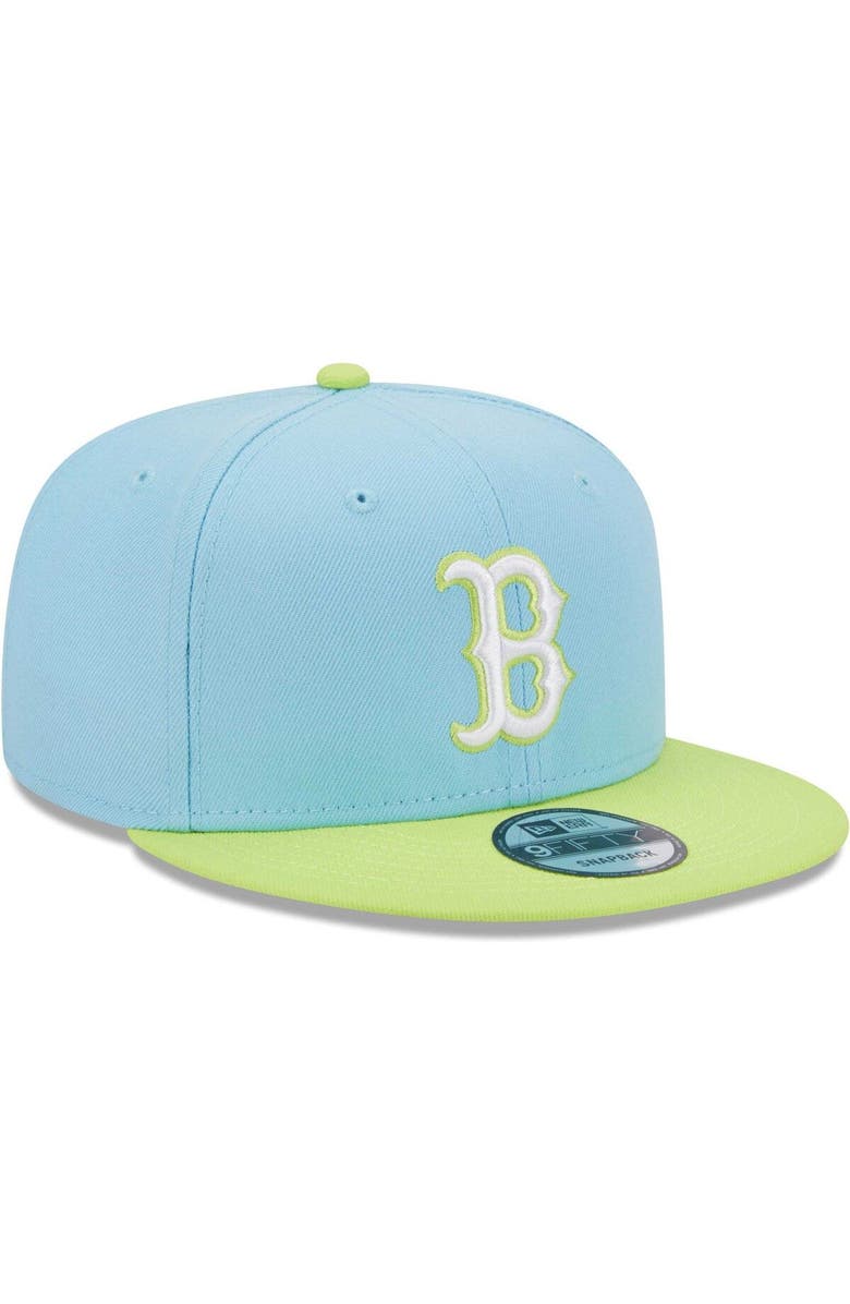 New Era Men's New Era Light Blue/Neon Green Boston Red Sox Spring Basic Two-Tone 9FIFTY Snapback Hat, Alternate, color, 