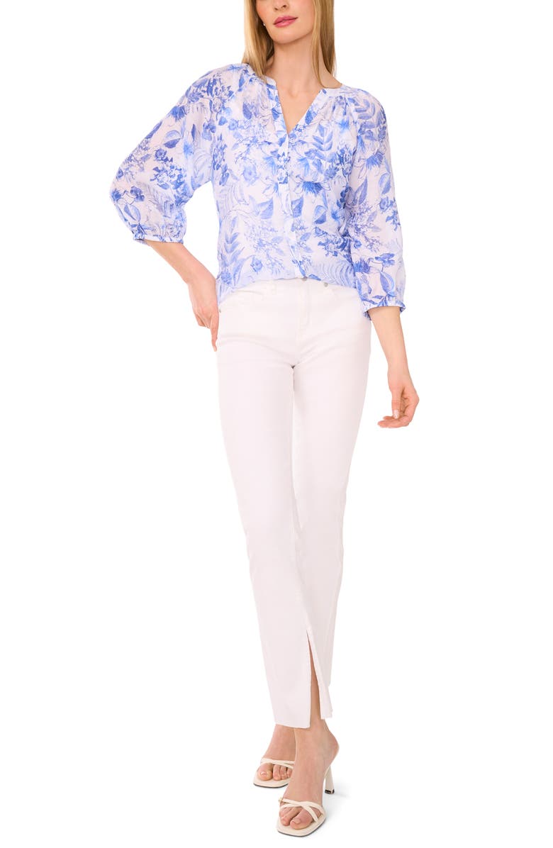 Halogen<sup>®</sup> Floral Button-Up Shirt, Alternate, color, Bright White