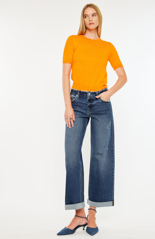 Kancan Rosie High Rise Wide Leg Jeans In Blue