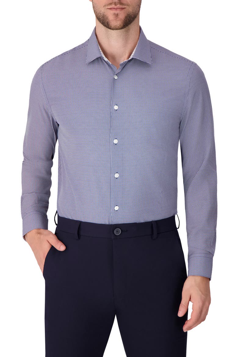 Bubble Print Slim Fit Stretch Dress Shirt, Main, color, WHITE