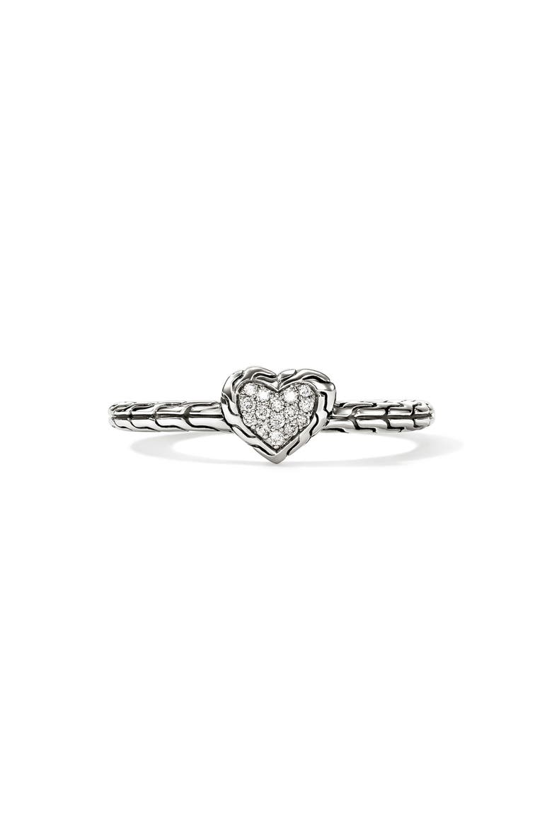 Diamond Pavé Heart Ring, Main, color, SILVER