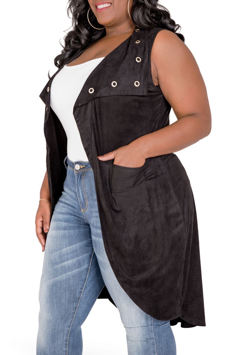 Poetic Justice Kelis Long Faux Suede Vest, Alternate, color,