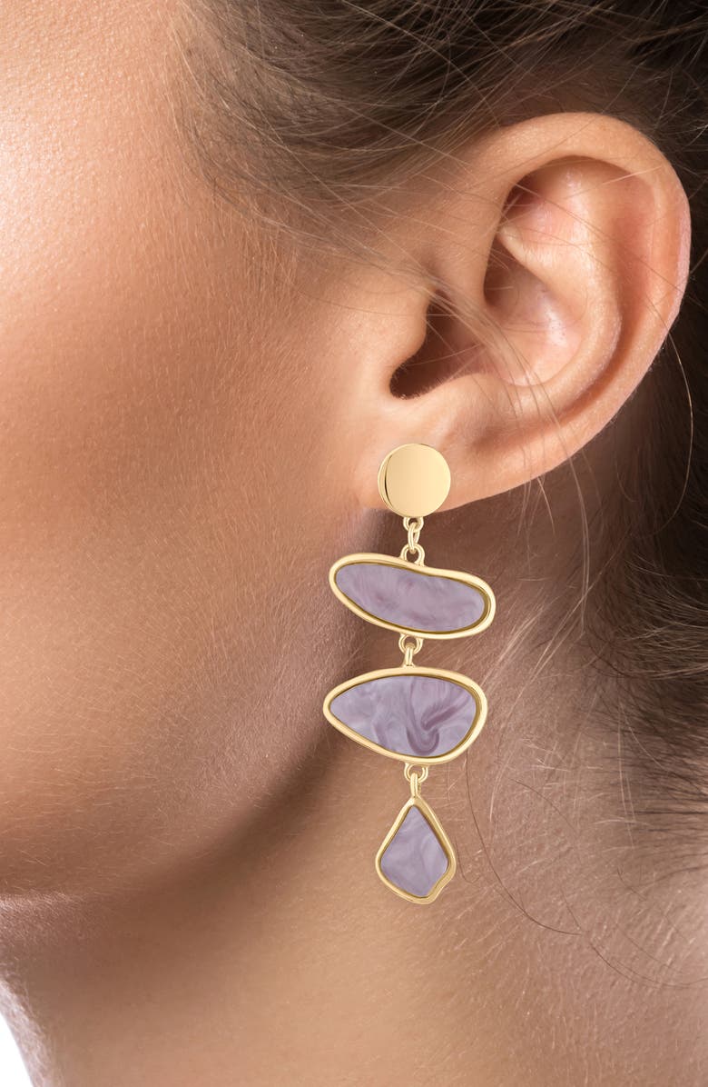 JARDIN Pebble Drop Earrings, Alternate, color, Lavander/ Gold