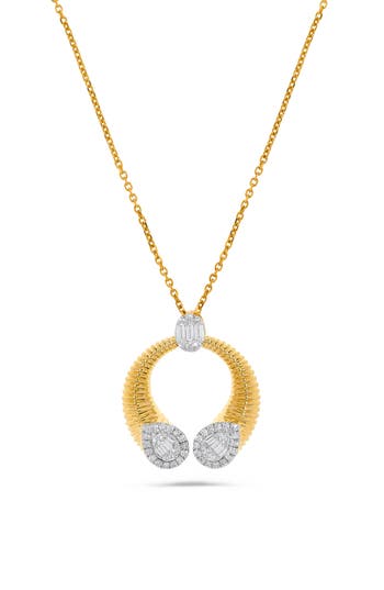 H.j. Namdar Diamond Cluster Horn Pendant Necklace