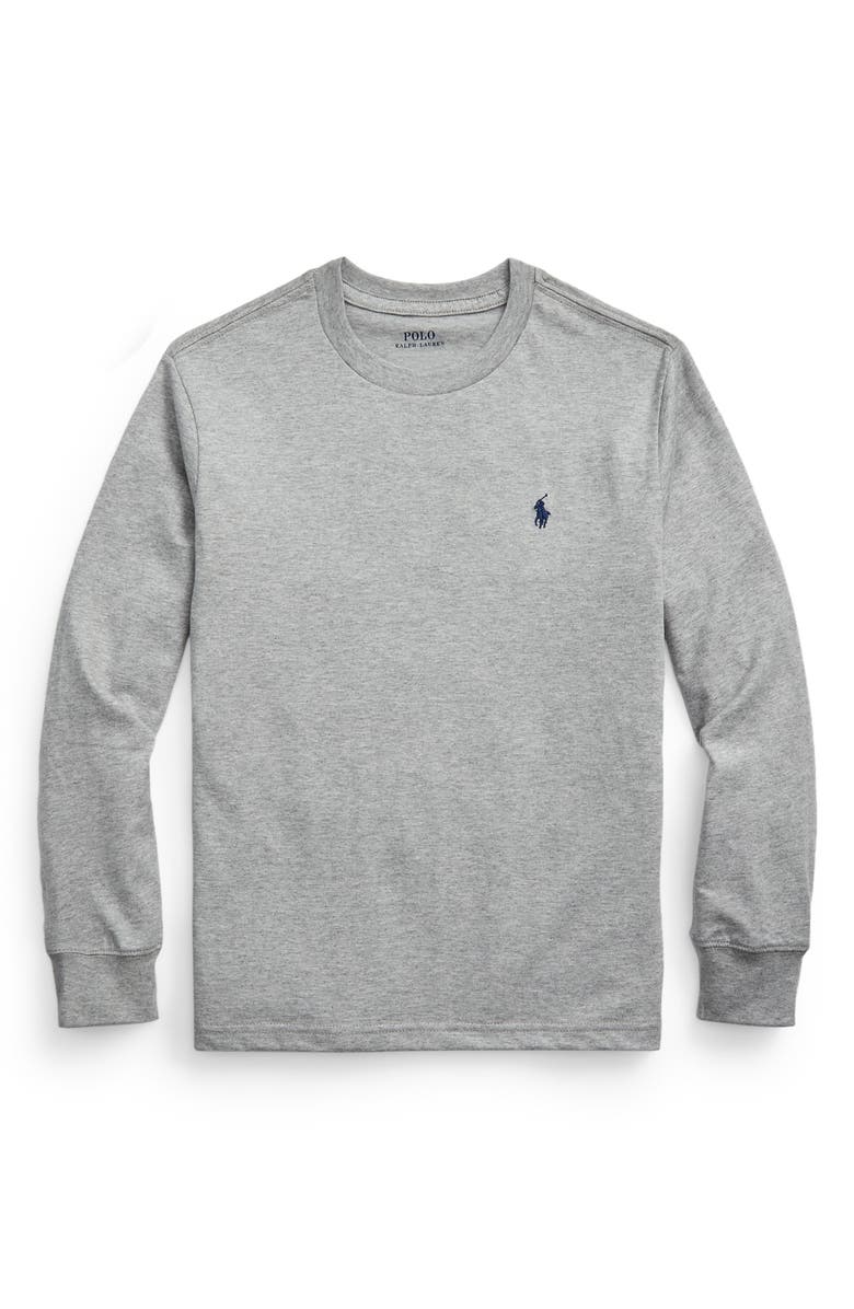 Polo Ralph Lauren Kids' Long Sleeve Cotton Jersey T-Shirt, Main, color, Grey Htr