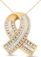 Haus of Brilliance 14K Yellow Gold 2 5/8 Cttw Diamond Awareness Ribbon Pendant Necklace - NO CHAIN