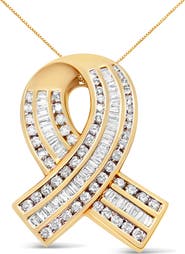 Haus of Brilliance 14K Yellow Gold 2 5/8 Cttw Diamond Awareness Ribbon Pendant Necklace - NO CHAIN