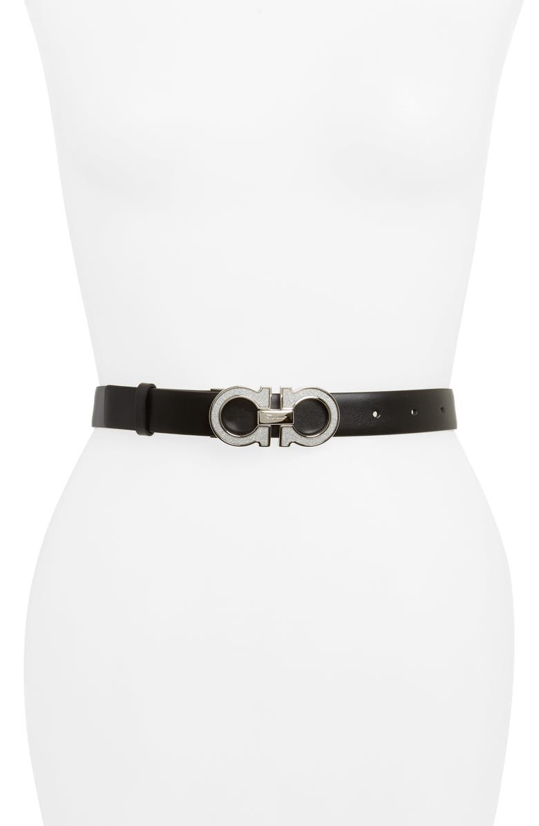 FERRAGAMO Salvatore Ferragamo Gancini Sparkle Buckle Belt, Main, color, 