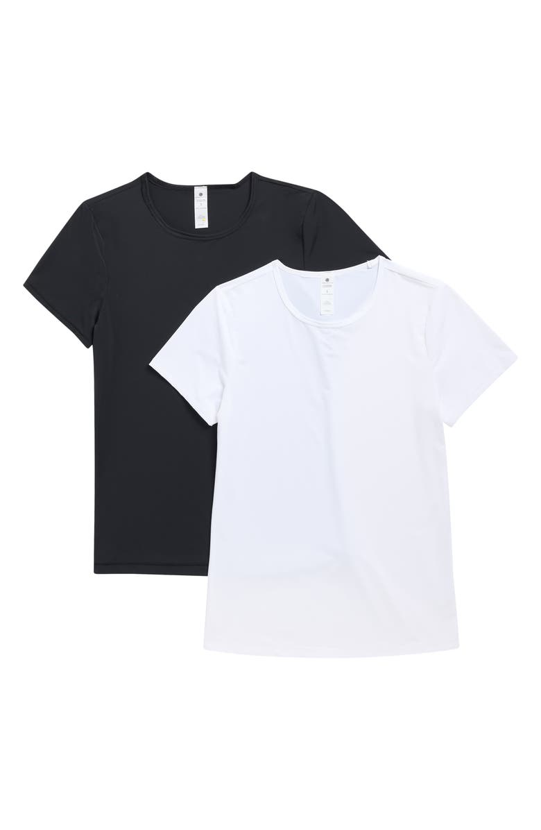 YOGALICIOUS 2-Pack Tara Air Cloud Jersey T-Shirts, Main, color, Black/ White