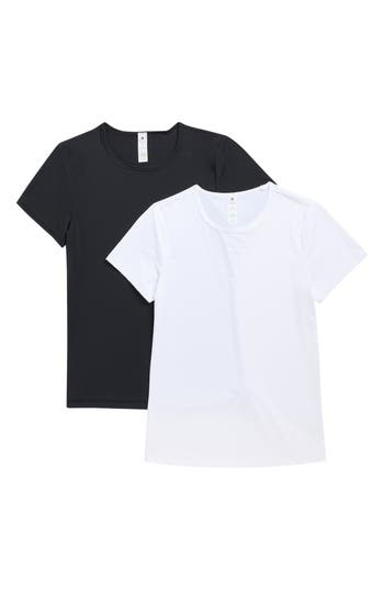 Yogalicious 2-pack Heavenly Rib Tara Crop Short Sleeve Shirt In Multi