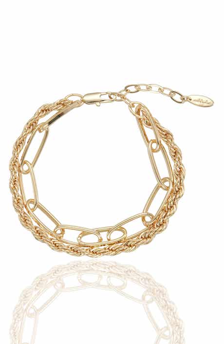 Ettika Paper Clip & Rope Chain Layered Bracelet