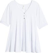 24seven Comfort Apparel Three-Button Tunic