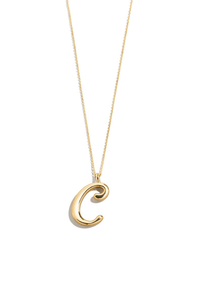 BaubleBar Script Initial Pendant Necklace, Main, color, Gold C