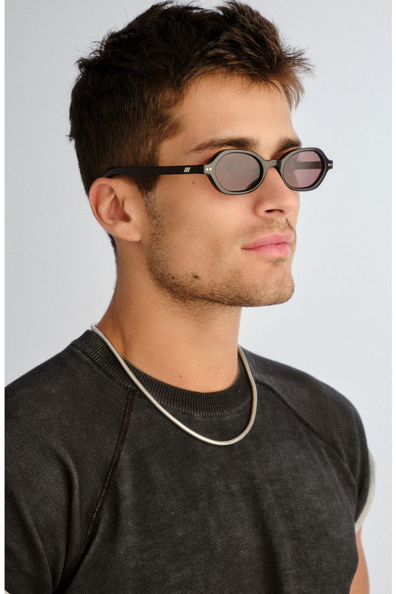 Gender Inclusive Foundry 52mm Rectangular Sunglasses, Alternate, color, BLACK