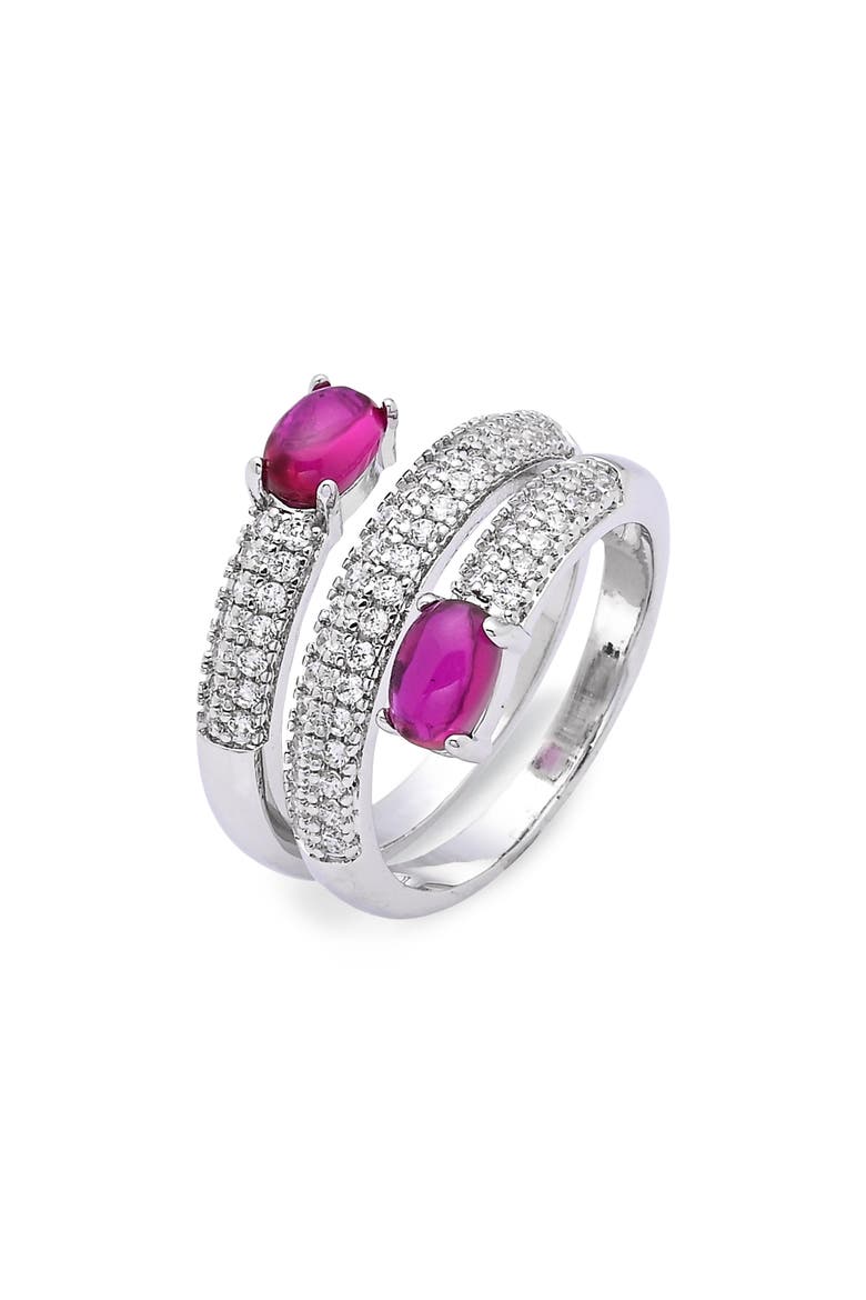 Cubic Zirconia Faux Wrap Ring, Main, color, SILVER