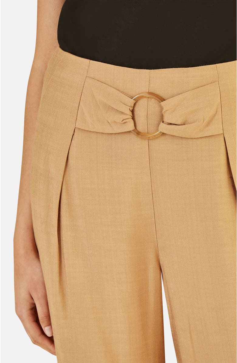 Yumi Buckle Detail Wide Leg Pants, Alternate, color, Brown