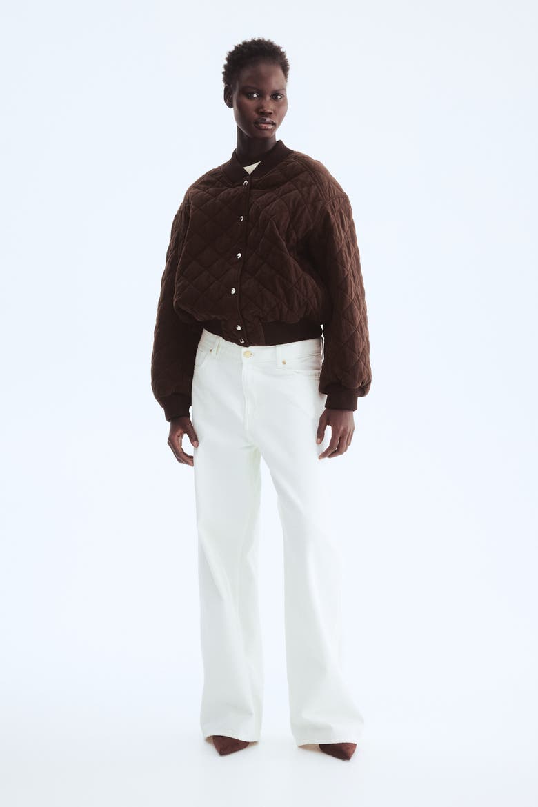 Quilted Bomber Jacket, Alternate, color, Dark brown