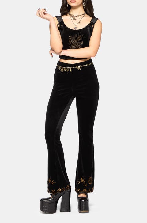 Kobra Velour Embroidered Flare Trouser