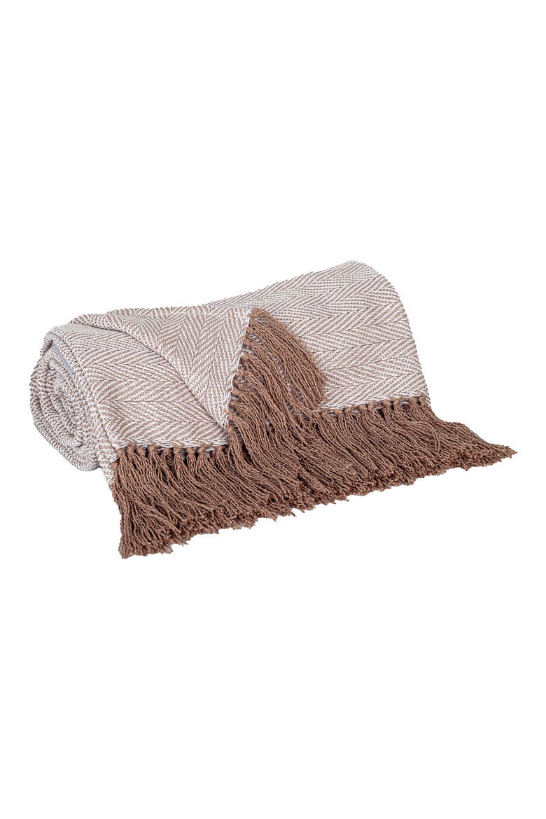 Pegeen Chevron Handloomed Throw Blanket, Alternate, color, BEIGE-COFFEE