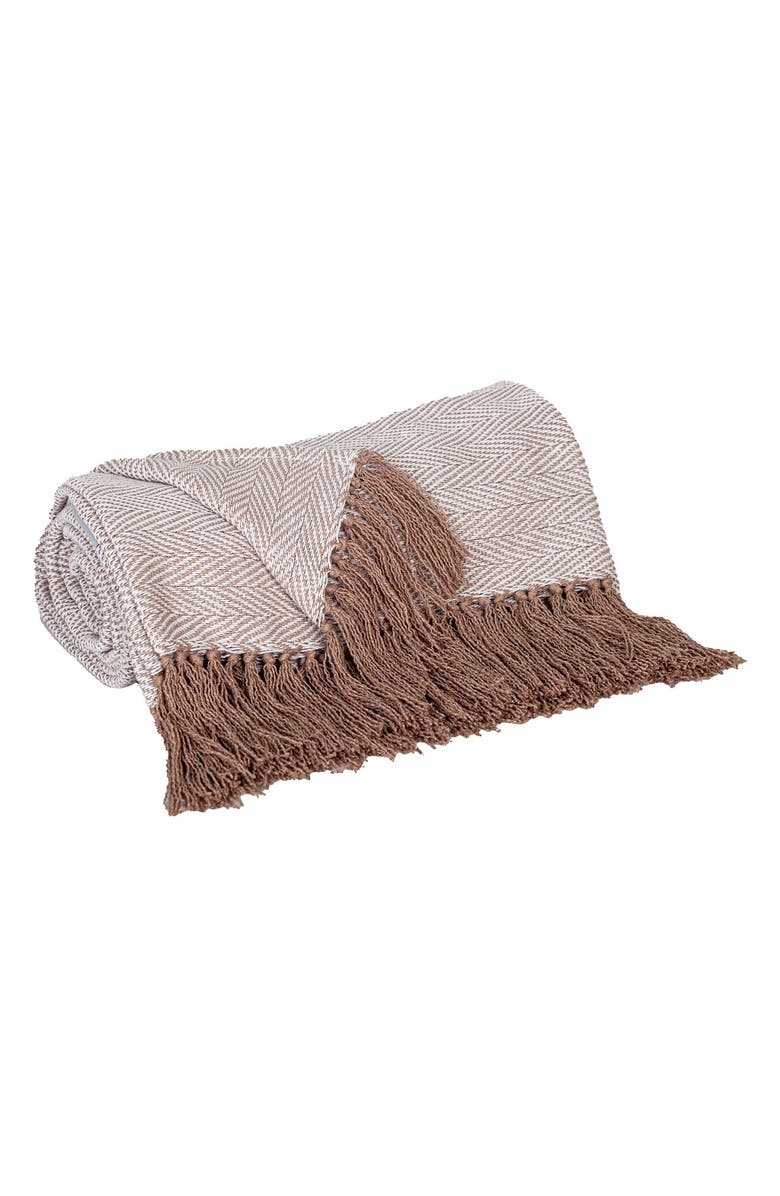 PARKLAND COLLECTION Pegeen Chevron Handloomed Throw Blanket, Alternate, color, Beige-Coffee