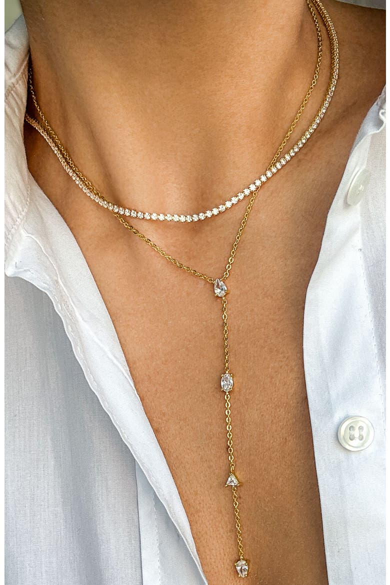 CZ Tennis Necklace, Alternate, color, GOLD