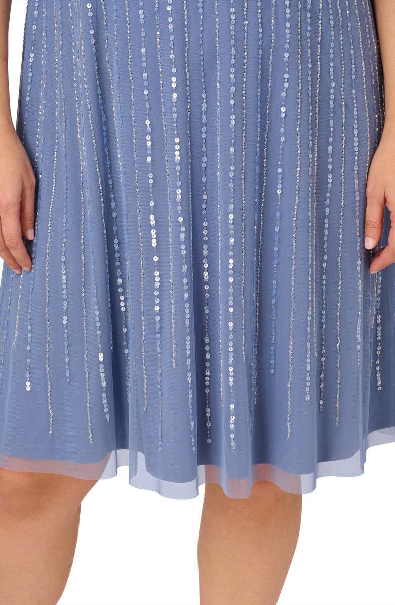 Adrianna Papell Sequin Wrap Front Dress, Alternate, color, French Blue