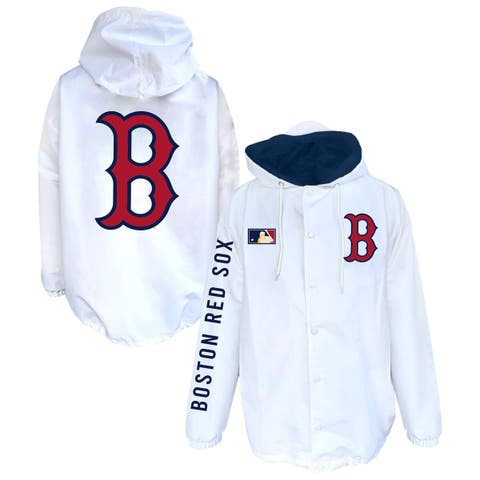 Men's Mitchell & Ness  White Boston Red Sox Big & Tall Full-Snap Hooded Jacket