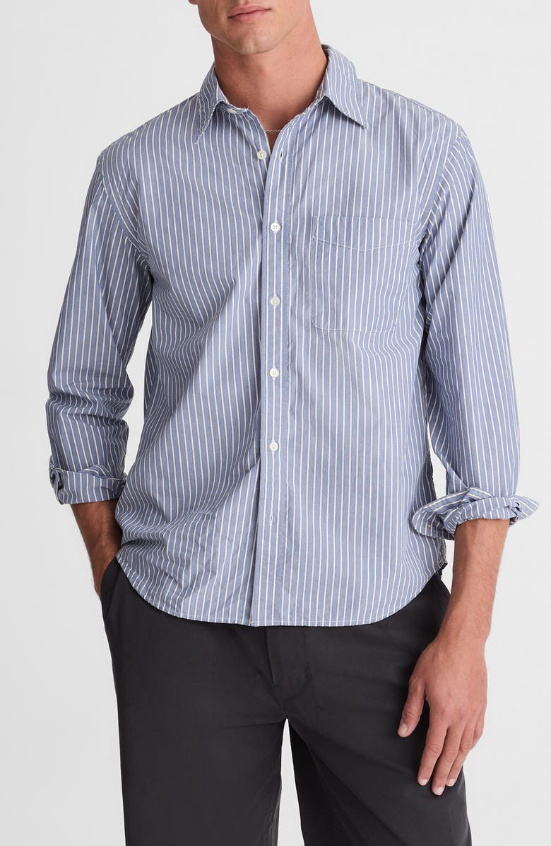 Madewell Stripe Poplin Button-Up Shirt, Main, color, Blue Stripe