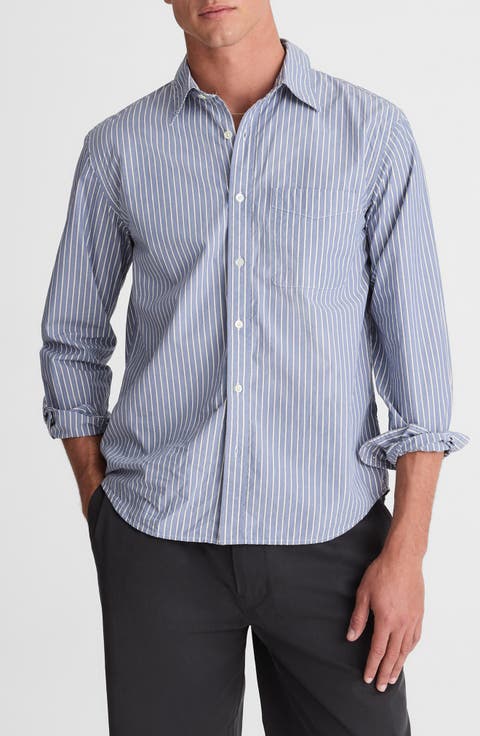 Stripe Poplin Button-Up Shirt