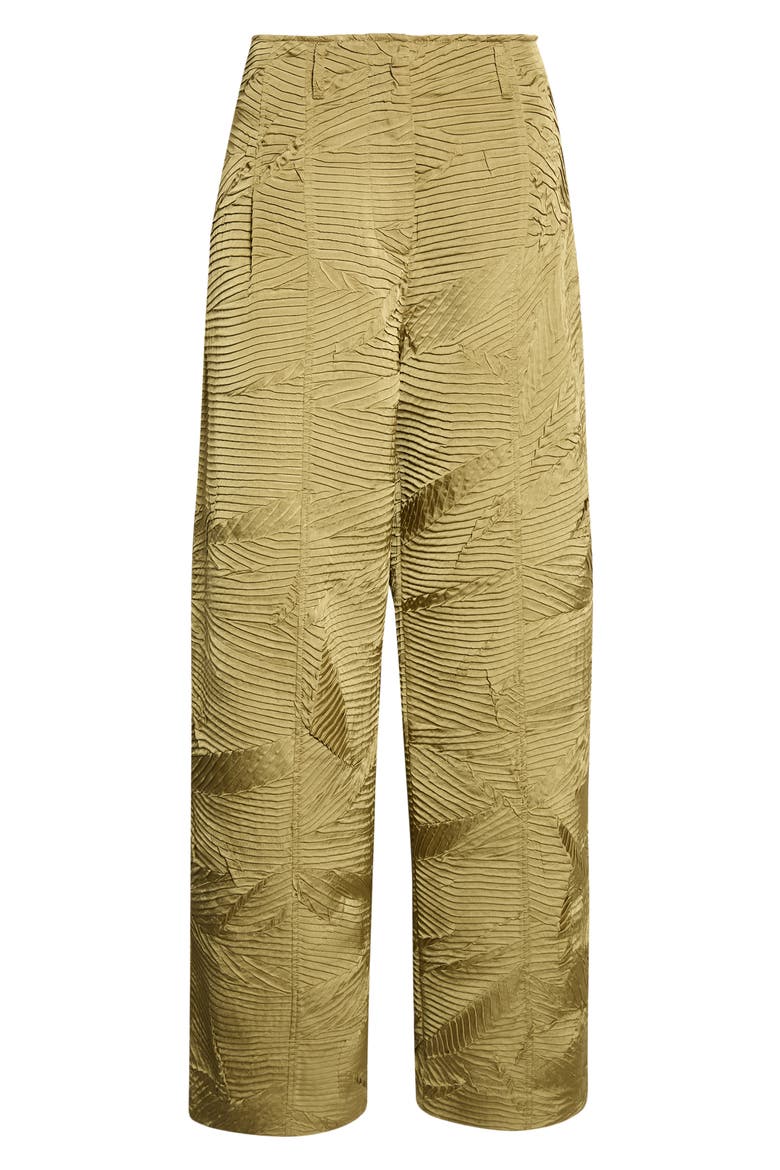 Carine Pleated Satin Pants, Alternate, color, MOSS GOLD