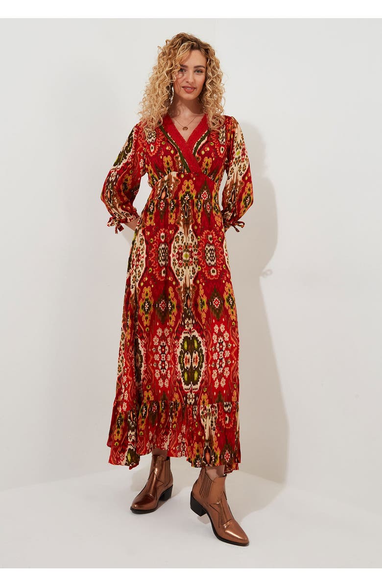 Joe Browns Surplice Flounce Maxi Dress, Main, color, Boho Tapestry