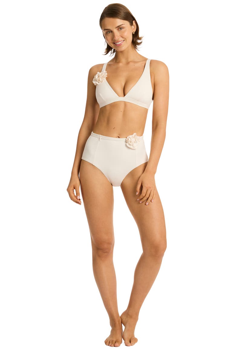Casa Del Mar Belted High Waist Bikini Bottoms, Alternate, color, COCONUT