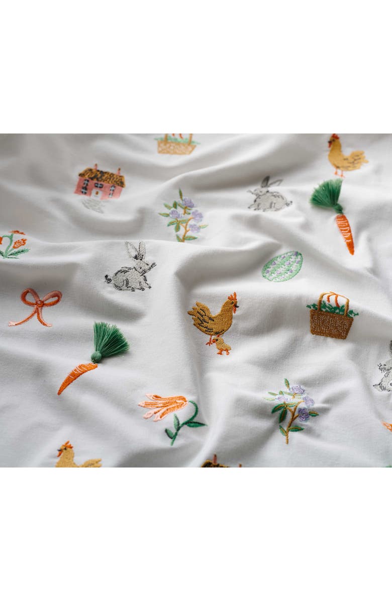 Rifle Paper Co. Spring Farm Embroidered Cotton Tea Towel, Alternate, color, White Multi