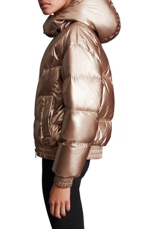 Allsaints Mika Hooded Metallic Down Puffer Jacket In Pink