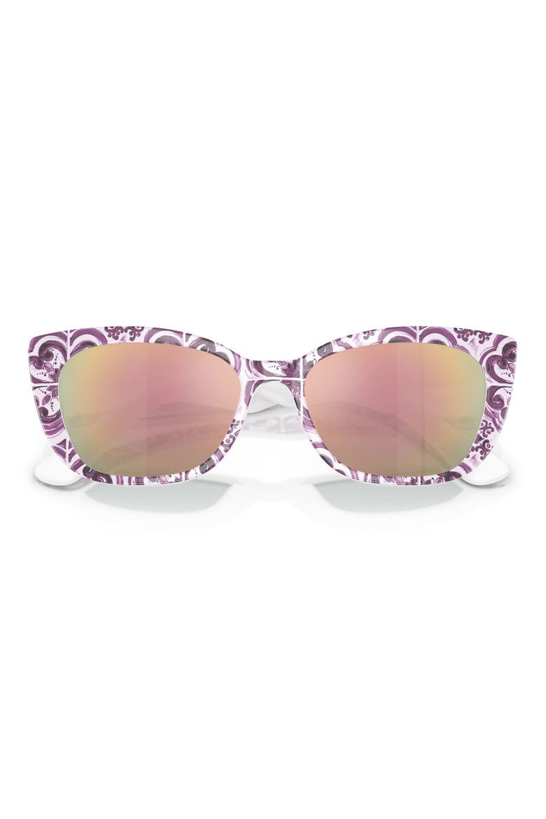 49mm Small Cat Eye Sunglasses, Alternate, color, VIOLET MAIOLICA / GREY PINK