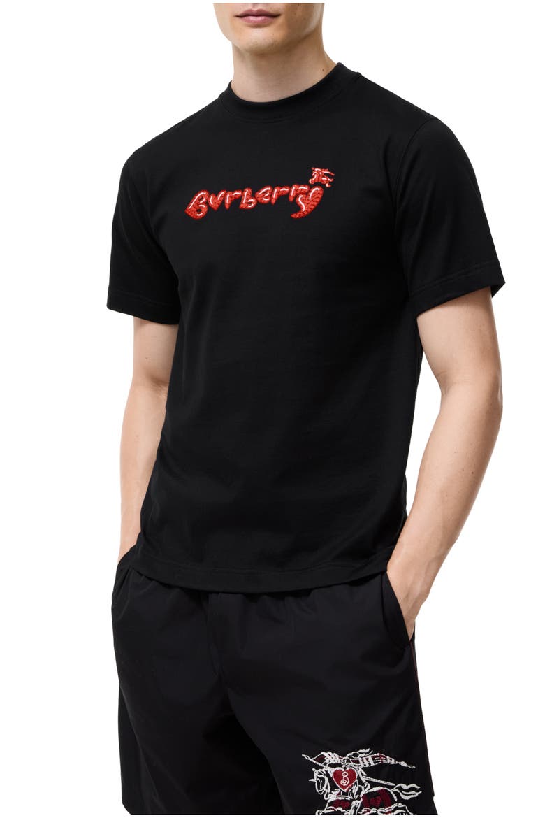 Heart Logo Cotton T-shirt, Main, color, Black