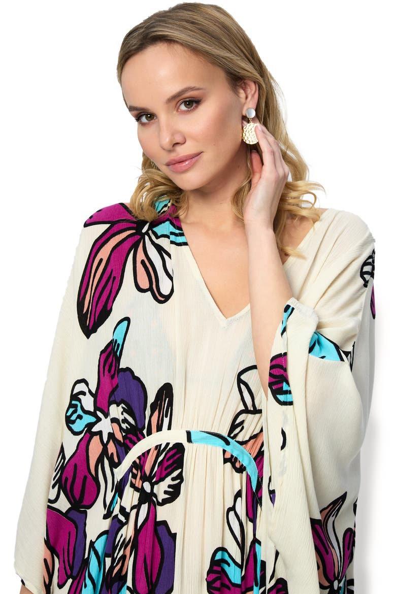 Summer Bloom Kaftan Dress, Alternate, color, WHITE