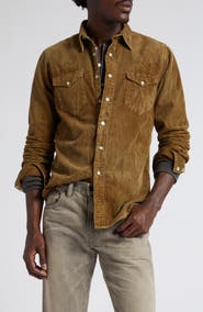 Double RL Buffalo West Slim Fit Corduroy Western Snap-Up Shirt