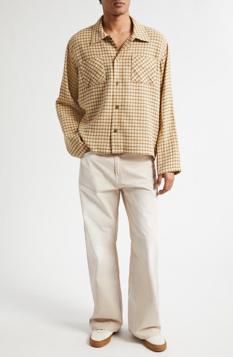 STOCKHOLM SURFBOARD CLUB Club Check Cotton Blend Overshirt, Alternate, color, Yellow Check